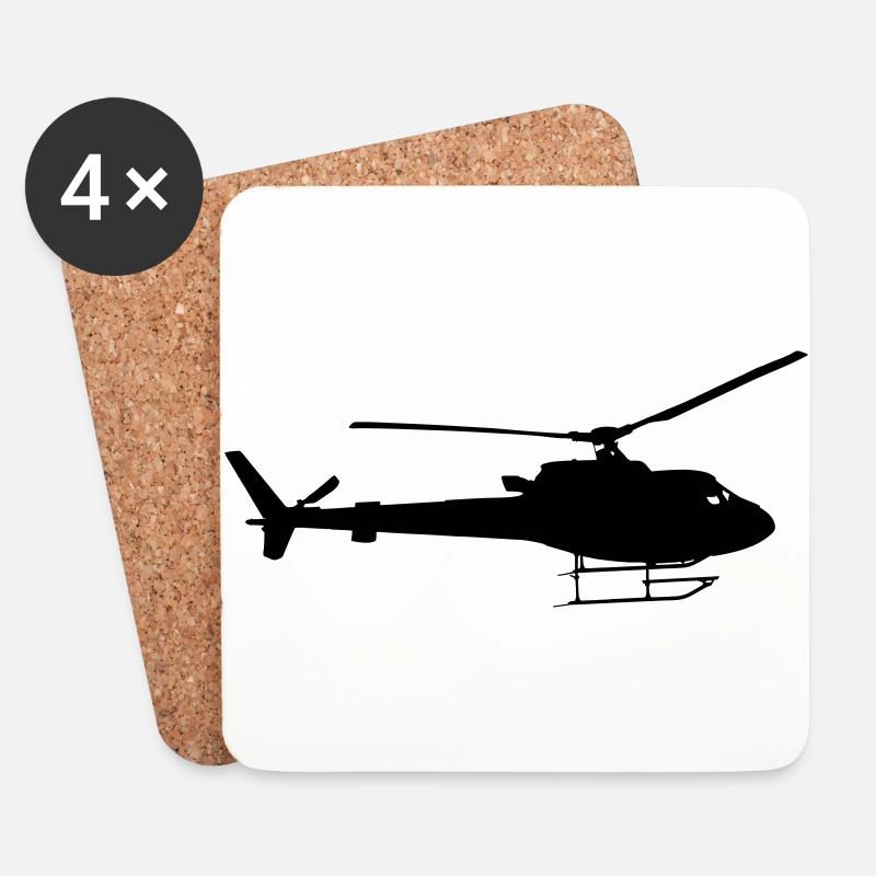 Helikopter - Untersetzer (4er-Set) - Weiß