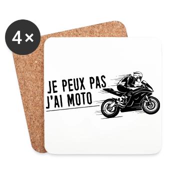 T-shirt pour Motard - Je peux pas ... j'ai Moto - Dessous de verre (lot de 4) - blanc - Devant