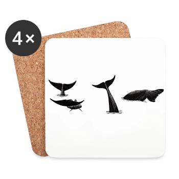 Queue de baleine - fluke de baleine - queues de baleines - Dessous de verre (lot de 4) - blanc - Devant