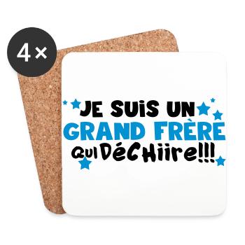 je suis un grand frère qui déchire - Dessous de verre (lot de 4) - blanc - Devant