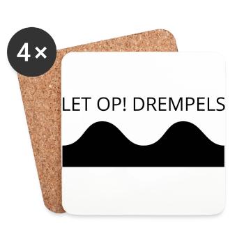 Let op Drempels schwarz - Untersetzer (4er-Set) - Weiß - Vorne