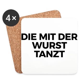 Die mit der Wurst tanzt - Untersetzer (4er-Set) - Weiß - Vorne