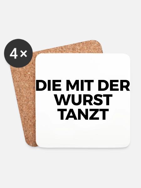 Die mit der Wurst tanzt - Untersetzer (4er-Set) - Weiß