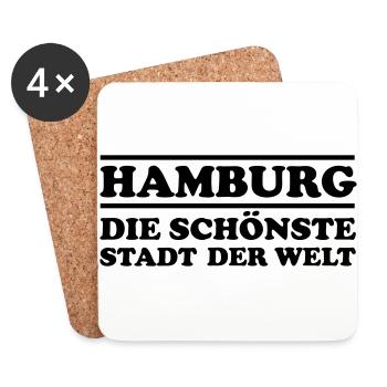 Hamburg Die schönste Stadt der Welt 1c - Untersetzer (4er-Set) - Weiß - Vorne