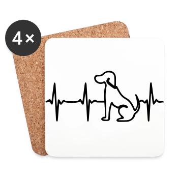 Heart Beat Dog - Coasters (set of 4) - white - Front
