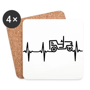 Jeep de rythme cardiaque - Dessous de verre (lot de 4) - blanc - Devant