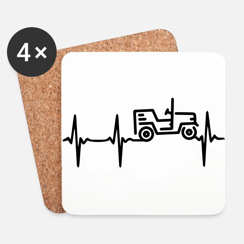 Heart Beat Jeep - Untersetzer (4er-Set) - Weiß