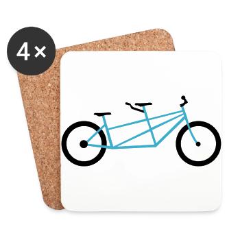 Tandem bike bicycle blue - Coasters (set of 4) - white - Front