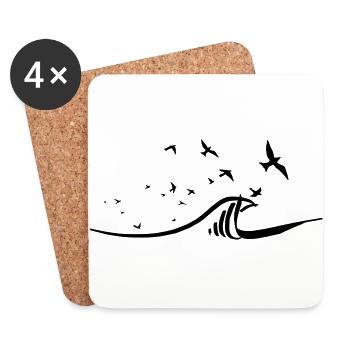 flight of gulls over the waves - Coasters (set of 4) - white - Front