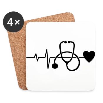 Stethoscope Heartbeat – Gift for Medicine Fans - Coasters (set of 4) - white - Front