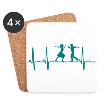 Lindy Hop Swing Tanzen Geschenk Heartbeat Boogie - Untersetzer (4er-Set) - Weiß - Vorne