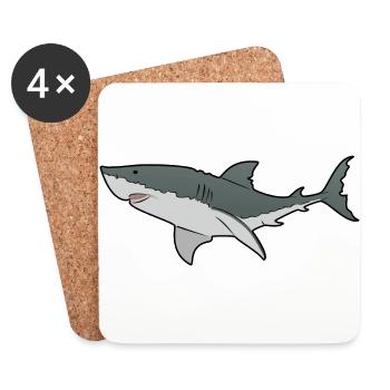 Great White Shark - Ocean - Sea T-Shirts - Dessous de verre (lot de 4) - blanc - Devant