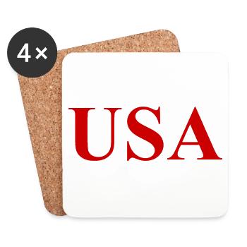 ETATS-UNIS - Logo - Slogan - United States of America - Dessous de verre (lot de 4) - blanc - Devant
