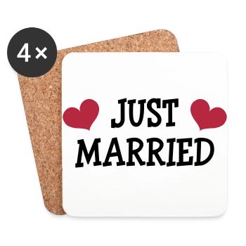 Just Married - Wedding - Untersetzer (4er-Set) - Weiß - Vorne