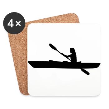 Kayak, kayaker - woman - Dessous de verre (lot de 4) - blanc - Devant