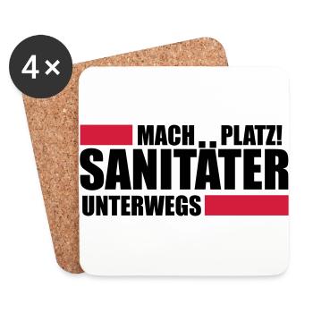 Sanitäter T-Shirt Rettungsdienst Geschenk - Untersetzer (4er-Set) - Weiß - Vorne