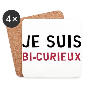 Bi-Curieux / Humour / Drôle / Drole / Geek / Cool - Dessous de verre (lot de 4) - blanc - Devant