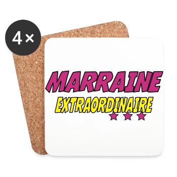 Marraine extraordinaire - Dessous de verre (lot de 4) - blanc - Devant