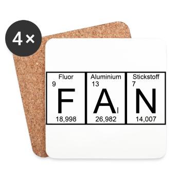 Fan funny shirt Tableau périodique - Dessous de verre (lot de 4) - blanc - Devant