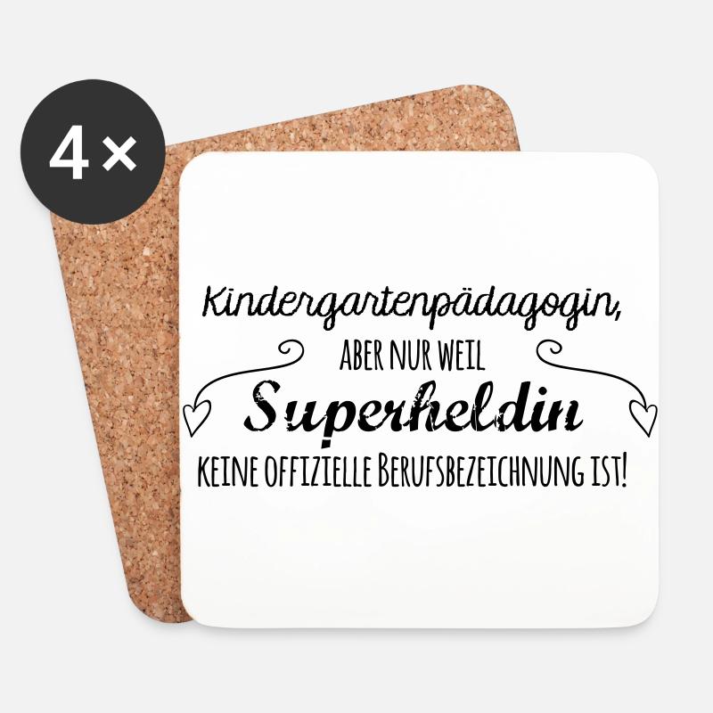 Stoffbeutel: "Kindergartenpädagogin" - Untersetzer (4er-Set) - Weiß