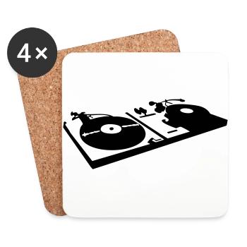 DJ, record player, vinyl - Dessous de verre (lot de 4) - blanc - Devant