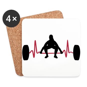 Weightlifting Woman & Heartbeat - Dessous de verre (lot de 4) - blanc - Devant