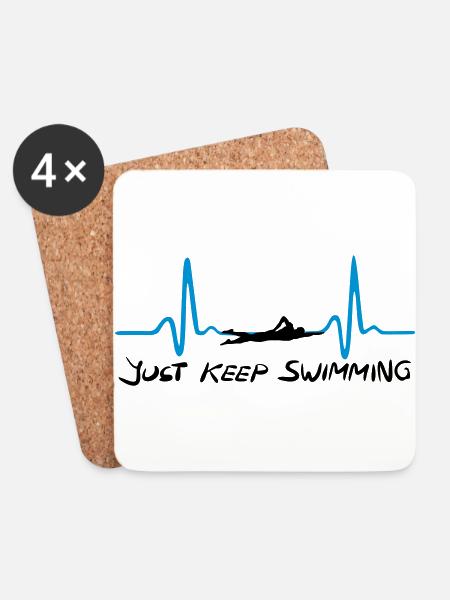 Just keep swimming - Schwimmen Herzschlag EKG - Untersetzer (4er-Set) - Weiß