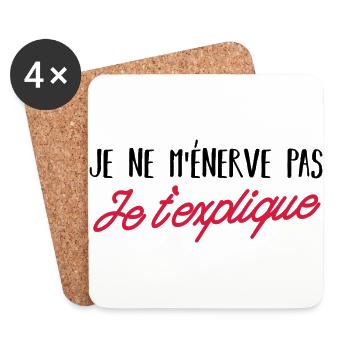 je ne ménerve pas je texplique - Dessous de verre (lot de 4) - blanc - Devant