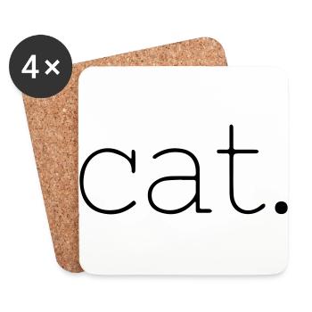 chat - Dessous de verre (lot de 4) - blanc - Devant