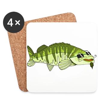Zander Lucioperca T-Shirt - Coasters (set of 4) - white - Front