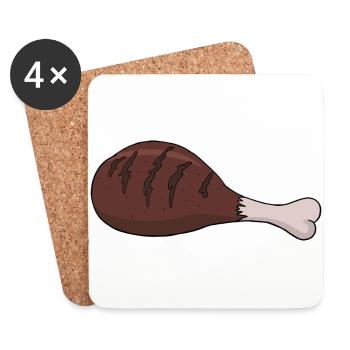 Gegrillter Chicken Wing Barbeque Grillen BBQ - Untersetzer (4er-Set) - Weiß - Vorne