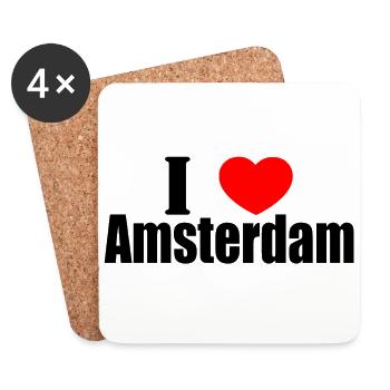Ich liebe Amsterdam - Untersetzer (4er-Set) - Weiß - Vorne