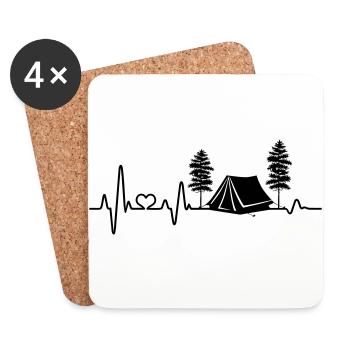 zelten Herzschlag Zelt Camping Liebe campen Natur - Untersetzer (4er-Set) - Weiß - Vorne