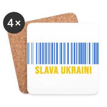 slava ukraini stand with ukraine free kiew barcode - Untersetzer (4er-Set) - Weiß - Vorne