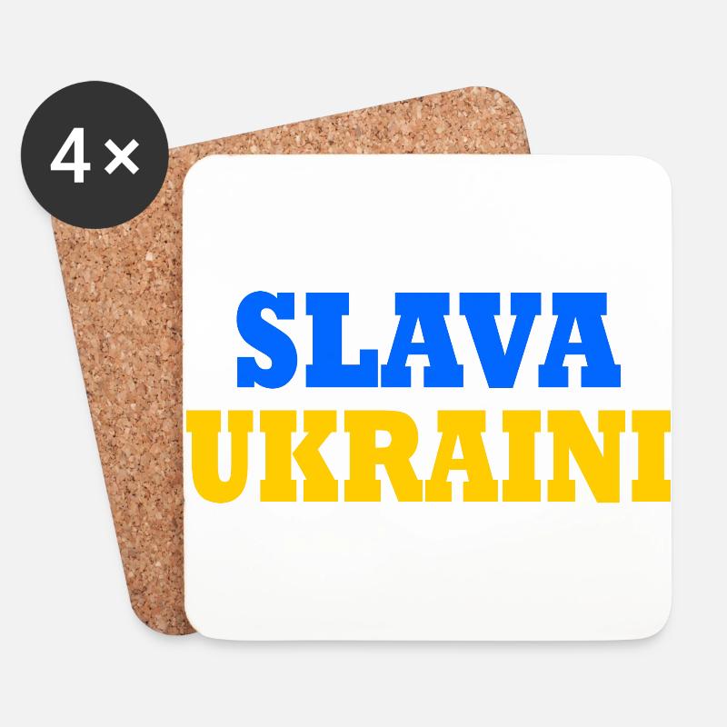 Slava ukraini - Untersetzer (4er-Set) - Weiß