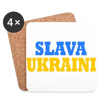 Slava ukraini - Dessous de verre (lot de 4) - blanc - Devant