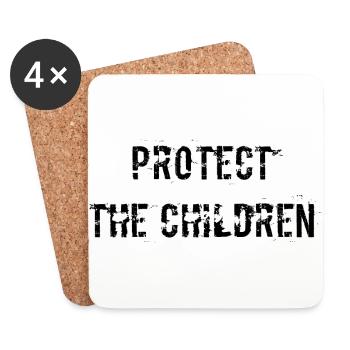 Protection de l’enfance Protège les enfants - Dessous de verre (lot de 4) - blanc - Devant