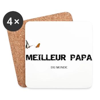 Papa - Dessous de verre (lot de 4) - blanc - Devant
