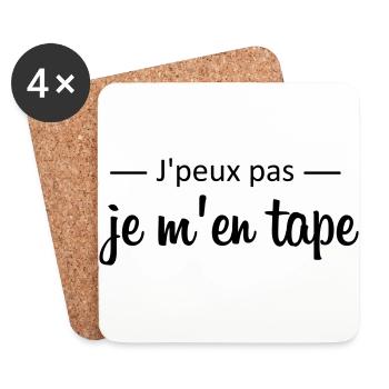 Je peux pas je m'en tape - Dessous de verre (lot de 4) - blanc - Devant