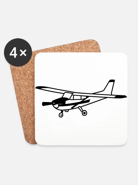 Cessna Sportflugzeug Pilot fliegen Geschenk - Untersetzer (4er-Set) - Weiß