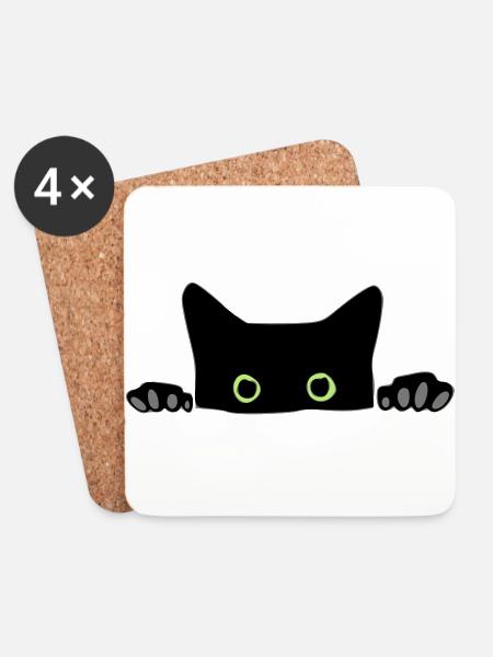 Katze - Untersetzer (4er-Set) - Weiß