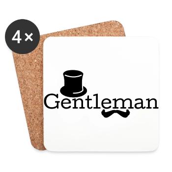 Gentleman mustache monokel bart zylinder brille - Untersetzer (4er-Set) - Weiß - Vorne