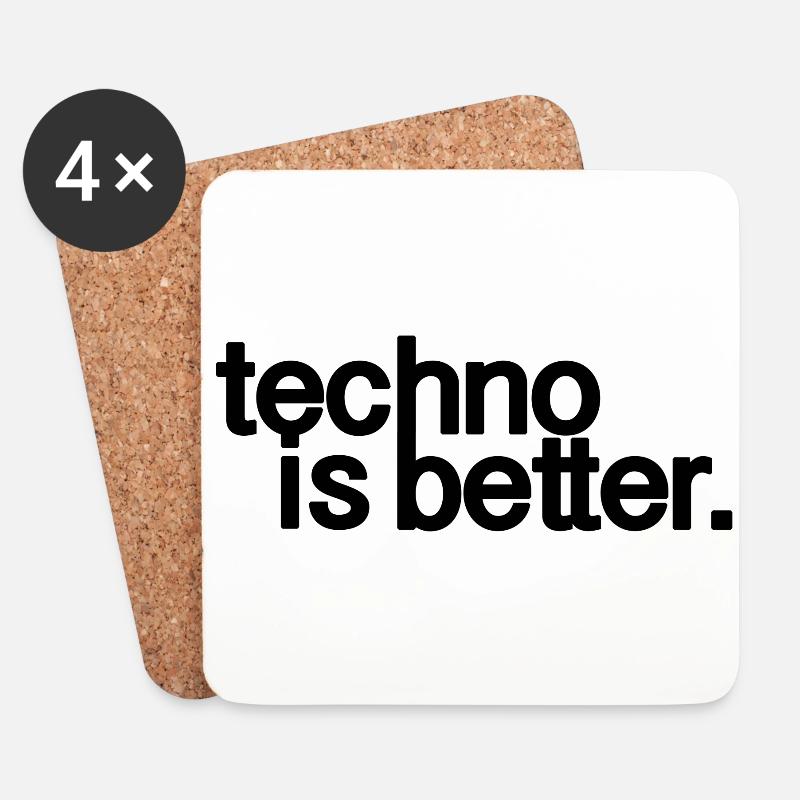 Techno ist besser Logo - Untersetzer (4er-Set) - Weiß