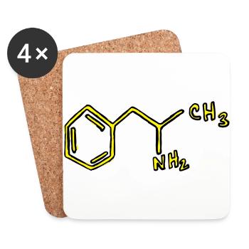 Amphetamine structural formula chemistry - Coasters (set of 4) - white - Front