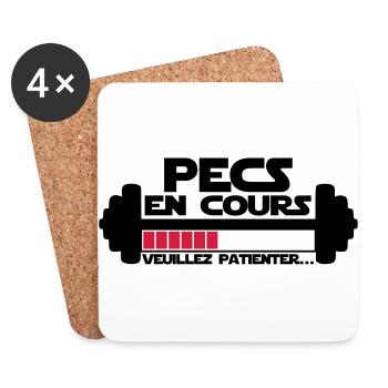 pecs en cours,citations,message,muscu - Dessous de verre (lot de 4) - blanc - Devant