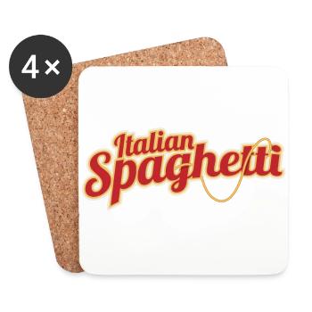 Spaghetti italien - Dessous de verre (lot de 4) - blanc - Devant
