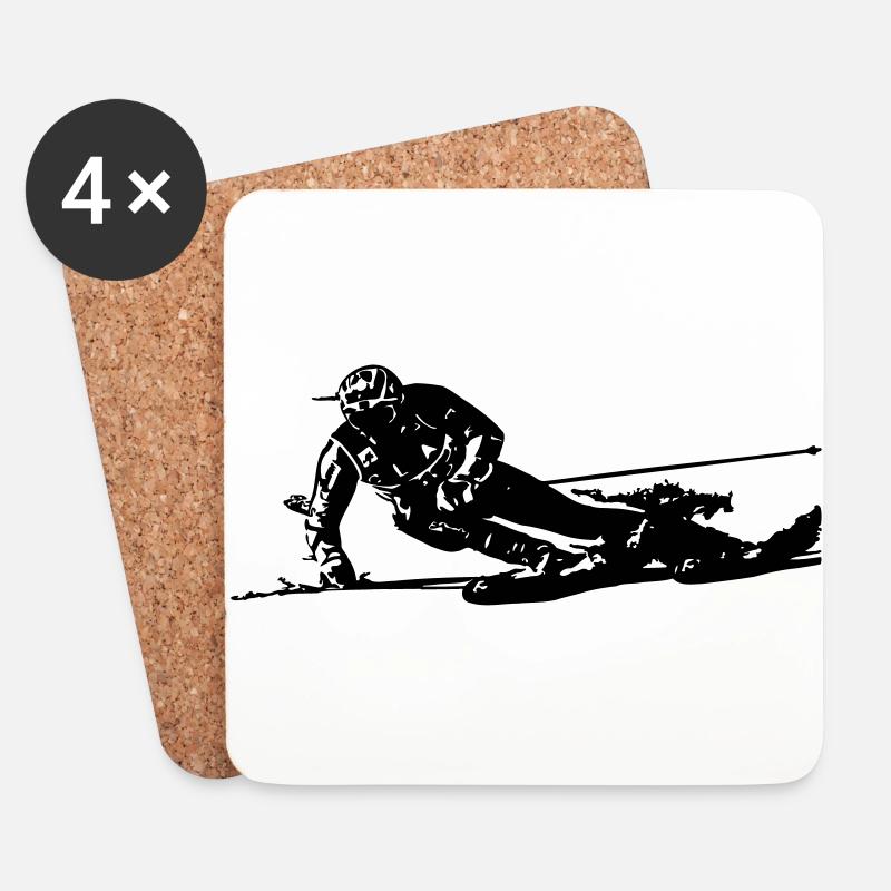 Skier 3 - Untersetzer (4er-Set) - Weiß