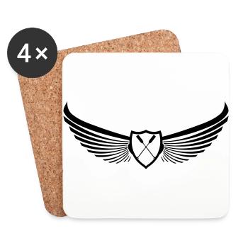 Dragon Boat Paddle logo emblem banner 1c - Coasters (set of 4) - white - Front