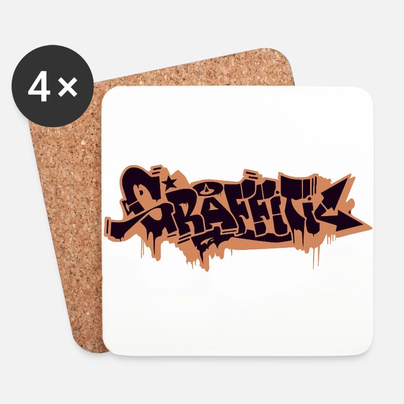 GRAFFITI - Untersetzer (4er-Set) - Weiß