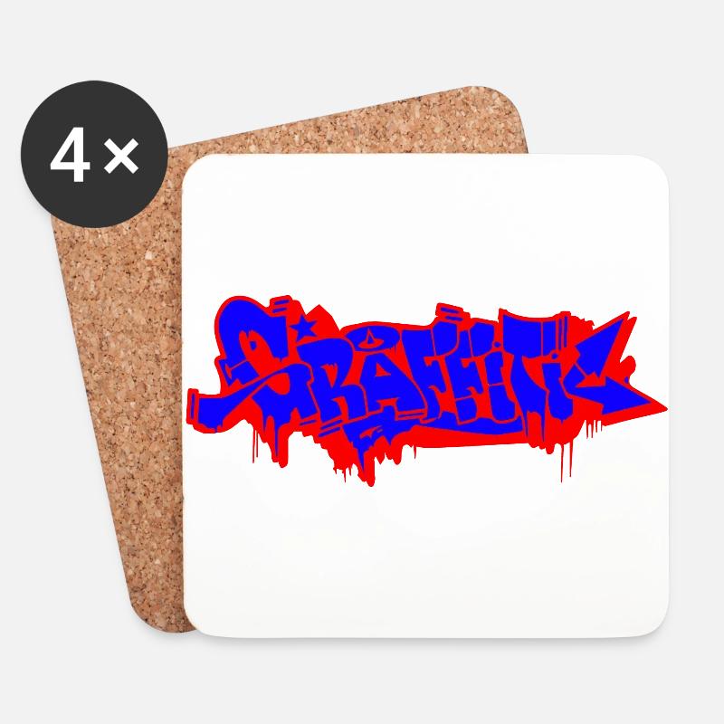 GRAFFITI - Untersetzer (4er-Set) - Weiß